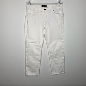 Kut from the Kloth Reese White Raw Hem Ankle Straight Jean